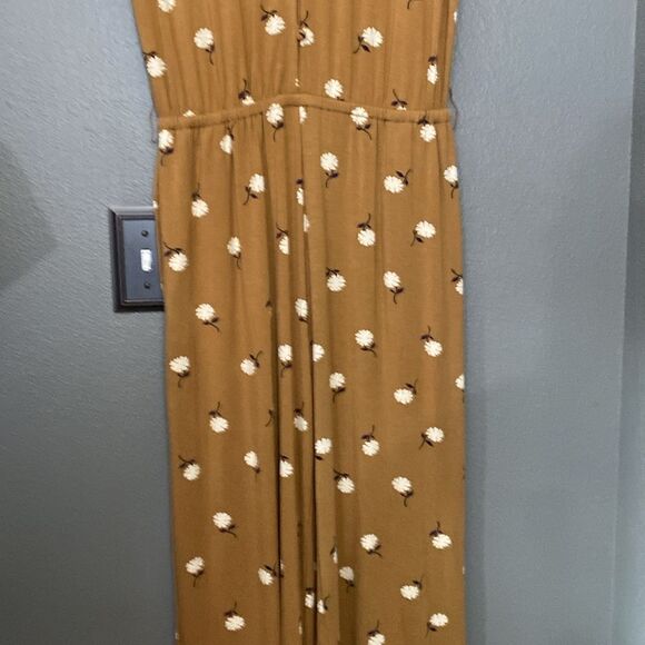 Matilda Jane Up in Front Wide Leg Mustard Floral Jersey Romper - Picture 4 of 10